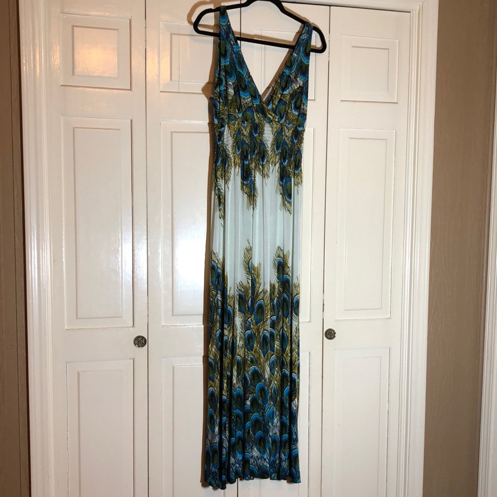 Fashion Instincts Maxi Sundress Peacock SZ 2X R2